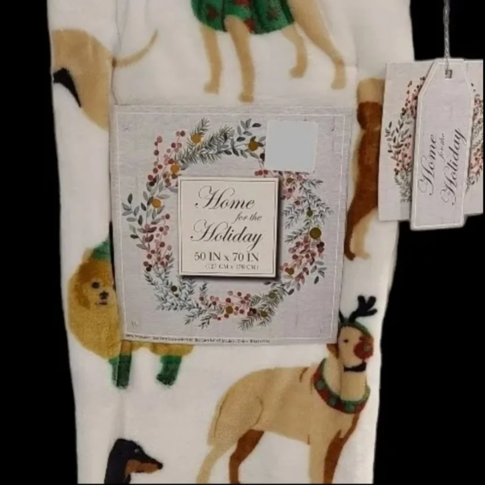POMERANIAN Pom Retriever Lab Akita Dachshund Dog Christmas Tassel Throw Blanket